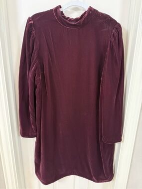 Velvety Burgundy Long Sleeve Mini Dress